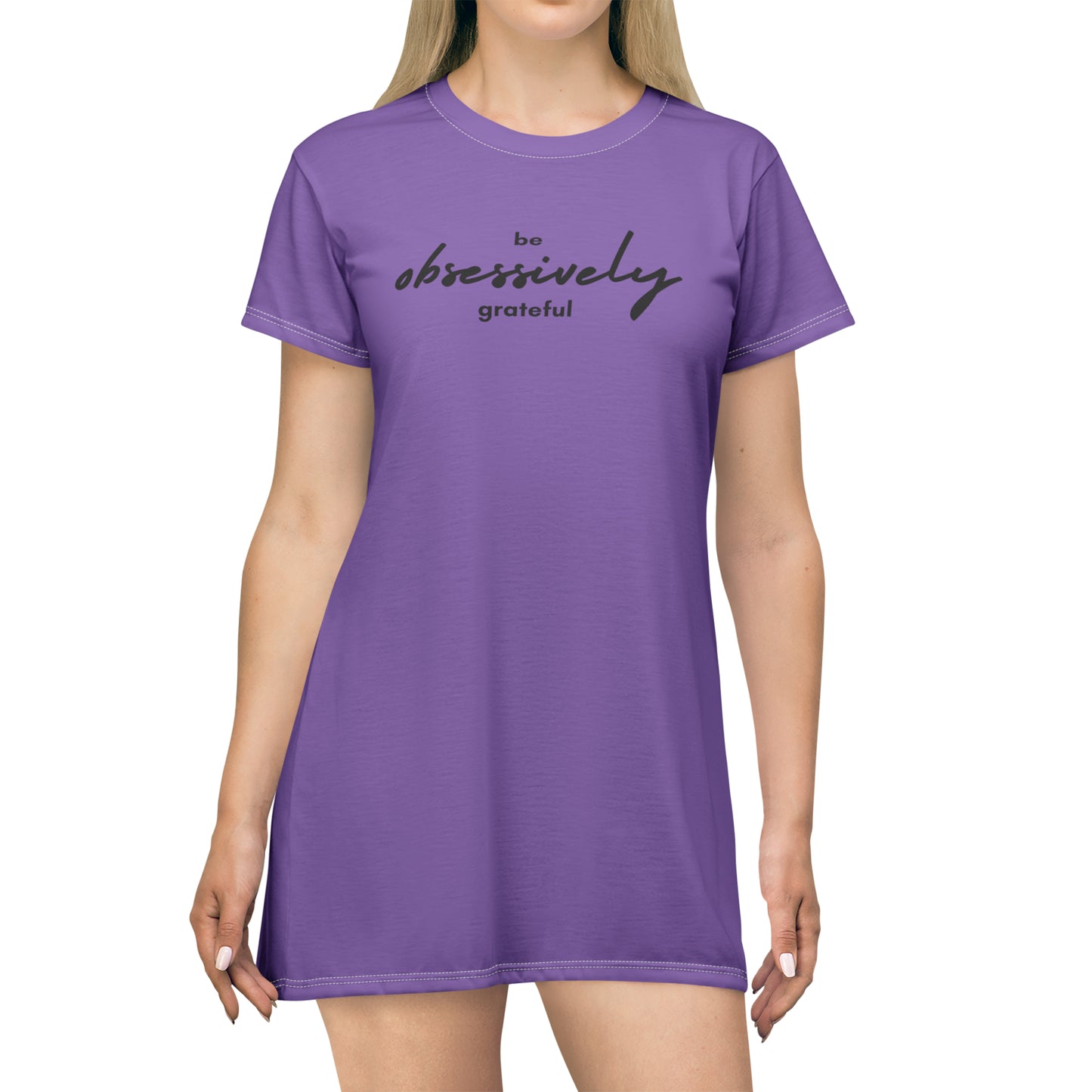 Grateful (purple) - T-Shirt Dress (AOP)