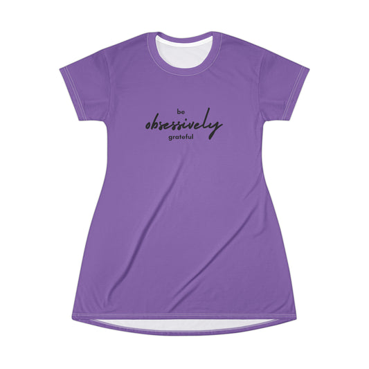Grateful (purple) - T-Shirt Dress (AOP)