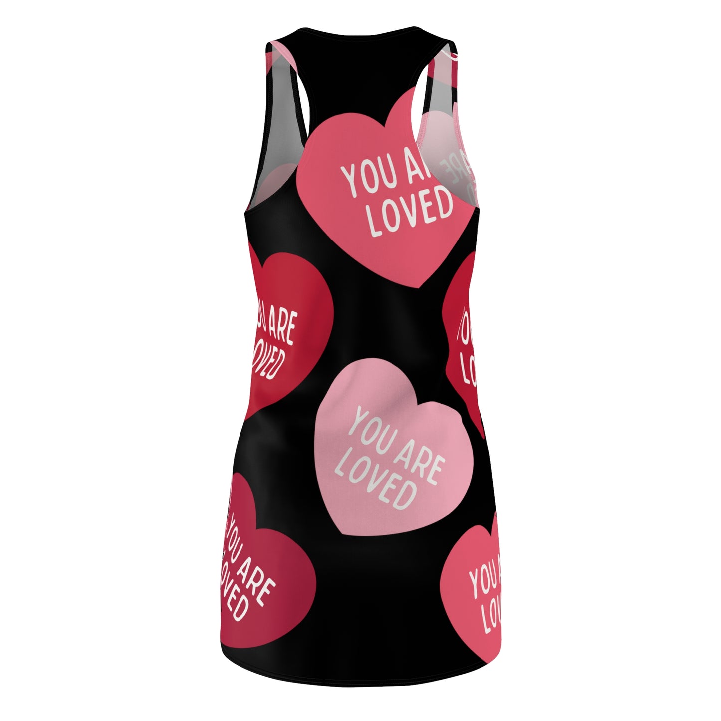 You are loved (black) -Women's Cut & Sew Racerback Dress (AOP)
