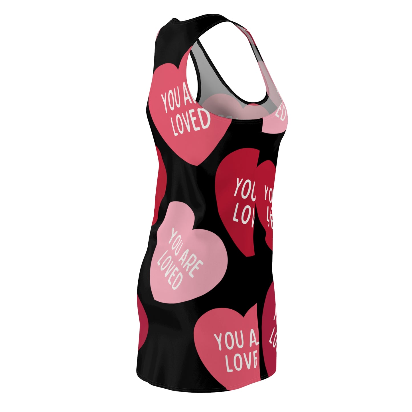 You are loved (black) -Women's Cut & Sew Racerback Dress (AOP)