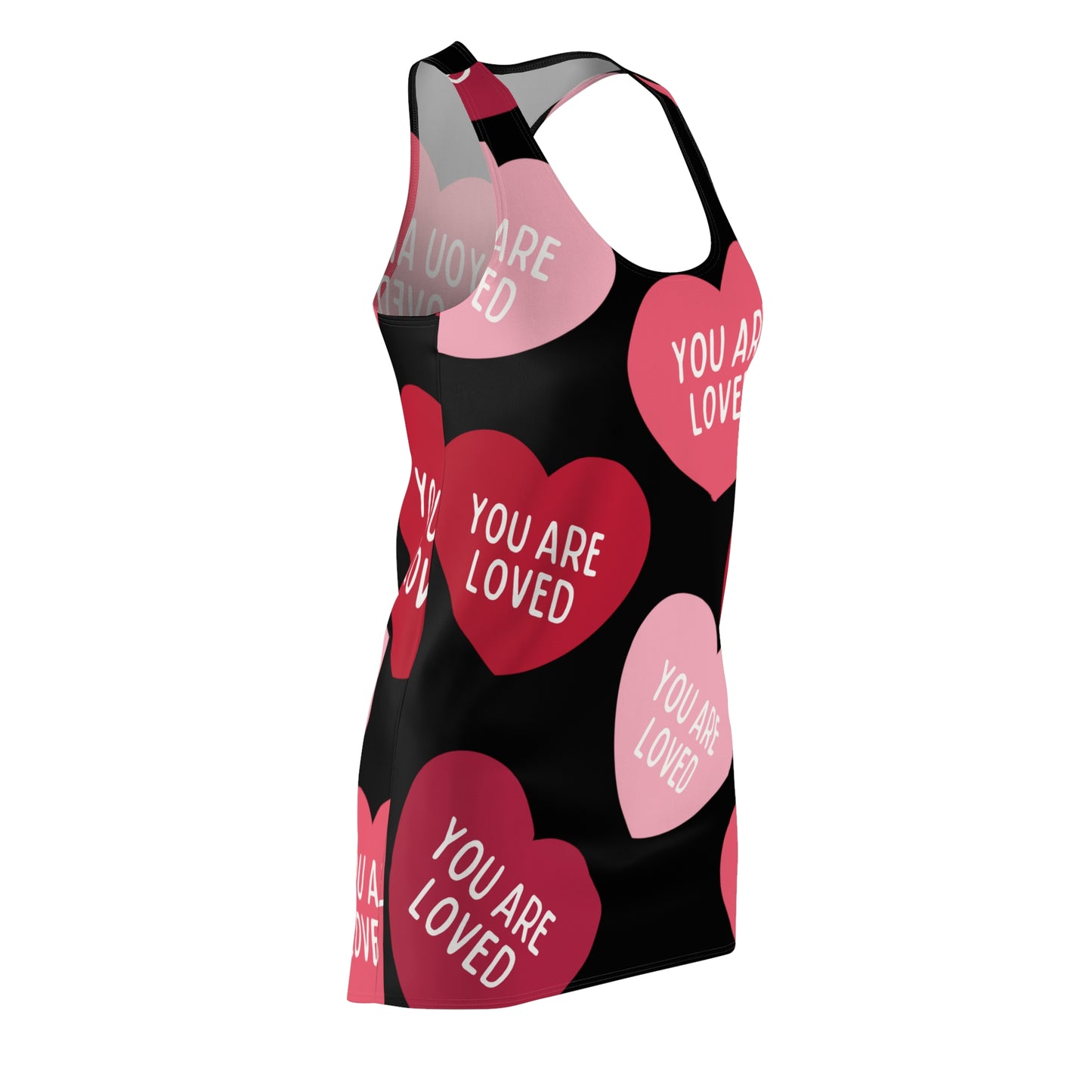 You are loved (black) -Women's Cut & Sew Racerback Dress (AOP)