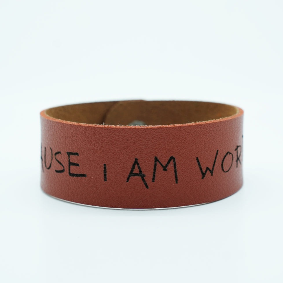 Wandaful Warrior Leather Cuffs w/ Inspirational Quotes